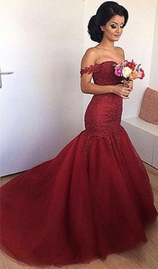 Off The Shoulder Mermaid Burgundy Evening Dresses 2022 Lace Open Back Sexy Formal Dress