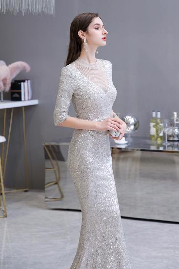 Gorgeous Silver Long sleeves Long Prom Dress_6