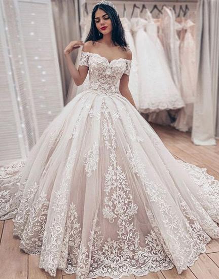 Cheap Off The Shoulder Lace Wedding Dress Cheap | Puffy Tulle Ball Gown Princess Bridal Dresses_3