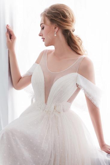 NANCY | A-line Sleeveless Floor Length Lace Ivory Wedding Dresses_11