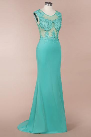 Arrick | Mint Green round neck Cap sleeve Lace appliques Prom Dress_4