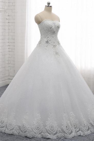 TsClothzone Affordable S-Line Sweetheart Tulle Rhinestones Wedding Dress Lace Appliques Sleeveless Bridal Gowns Online_3