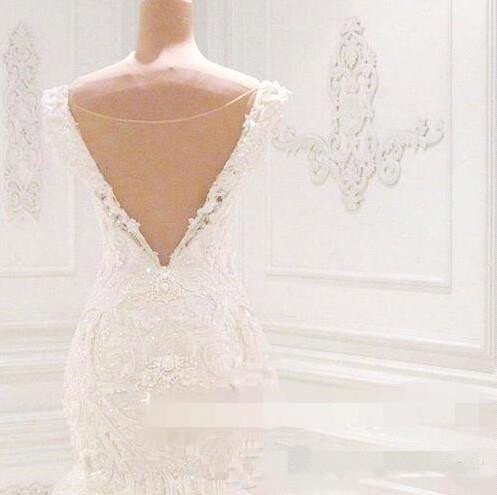 Luxurious Off-the-Shoulder Mermaid Wedding Dress | Lace AppliquesBridal Gowns_3