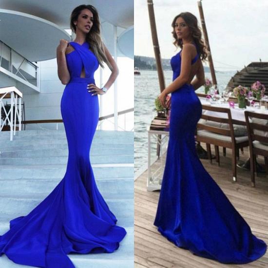Gorgeous Royal Blue Criss-Cross Evening Dress Long Mermaid_4