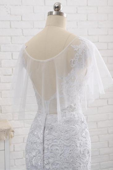 TsClothzone Elegant Jewel Sleeveless White Tulle Wedding Dress Mermaid Lace Beading Bridal Gowns On Sale_9