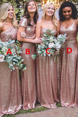 Sexy Sequin Bridesmaid Dresses | Rose Gold Long Wedding Guest Dresses_5