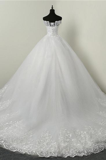 TsClothzone Ball Gown White Tulle Sleeveless Wedding Dresses Off-the-Shoulder Lace Appliques Bridal Gowns_3