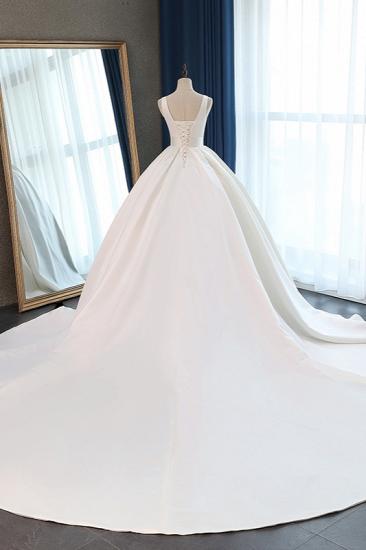 TsClothzone Sexy Deep-V-Neck Straps Satin Wedding Dress Ball Gown Ruffles Sleeveless Bridal Gowns Online_3