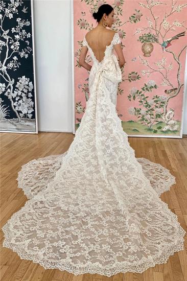 Mermaid Lace Off-the-shoulder Formal Dresses | Backless Wedding Gowns_2