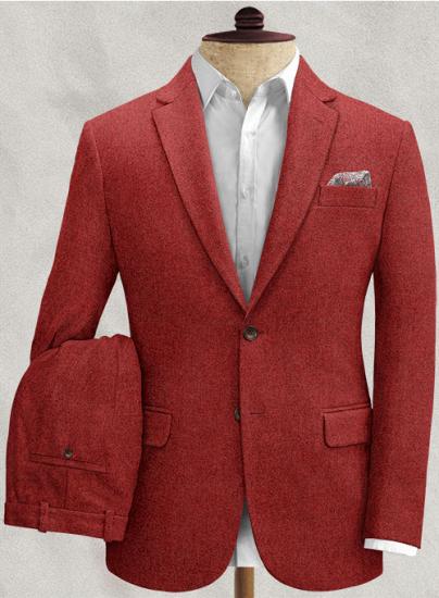 Roter Mode-Tweed-Anzug mit flachem Kragen | zweiteiliger Anzug_1