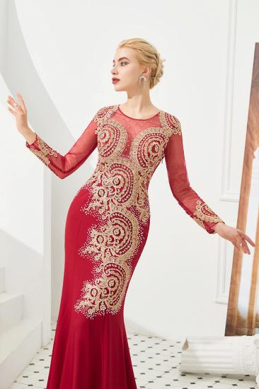 Harley | Luxury Illusion neck Long Sleeves Prom Dress with Sparkling Gold Lace Appliques_10