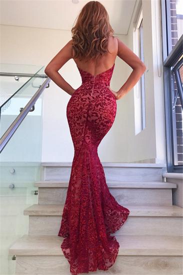 Sexy Backless Mermaid Prom Dresses Long | Red V-Neck Sleeveless Evening Dress_3