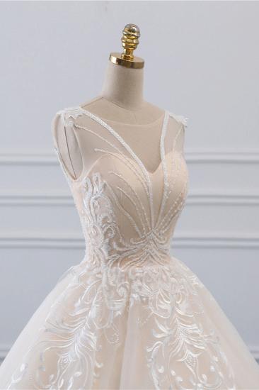 TsClothzone Glamorous Sleeveless Jewel Pink Brautkleider Tüll Rüschen Brautkleider mit Applikationen Online_6