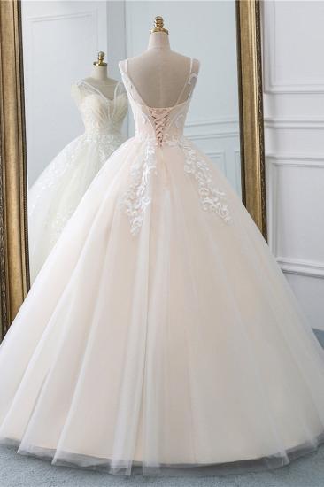 TsClothzone Glamorous Sleeveless Jewel Pink Brautkleider Tüll Rüschen Brautkleider mit Applikationen Online_3