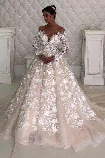 Long sleeves A-line Lace Designer wedding dresses with sleeves_1