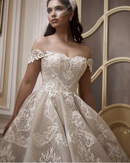 Off Shoulder Floral Lace Princess Bridal Gown Sweetheart_3