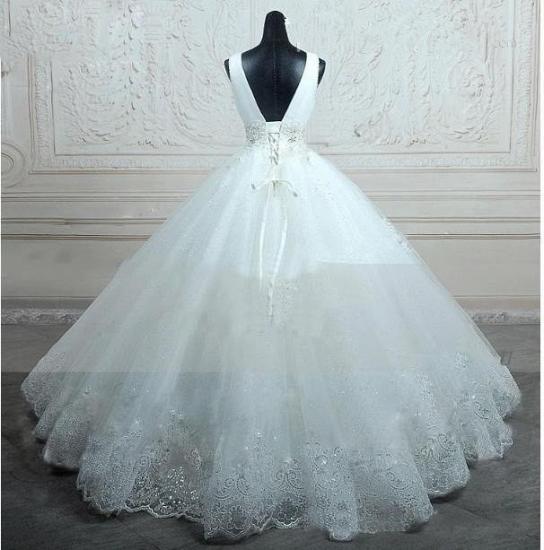 Straps Sleevelss Lace Beading Wedding Dresses 2022 Ball Gown Lace-up Open Back Bridal Dress_4
