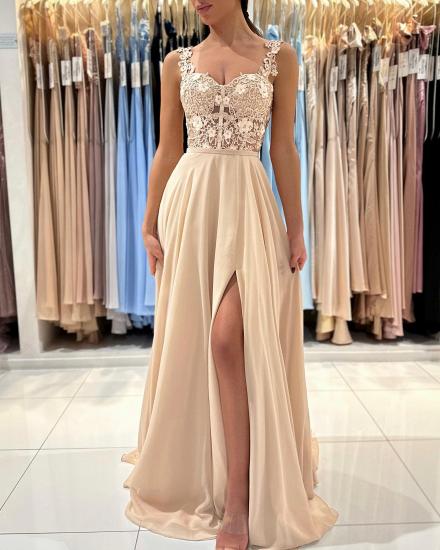 Simple Long Evening Dresses Cheap | Lace prom dresses_3