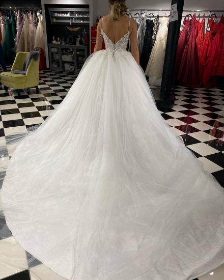 Gorgeous Spaghetti Straps A-line Ball Gown Sleeveless Wedding Dress_2