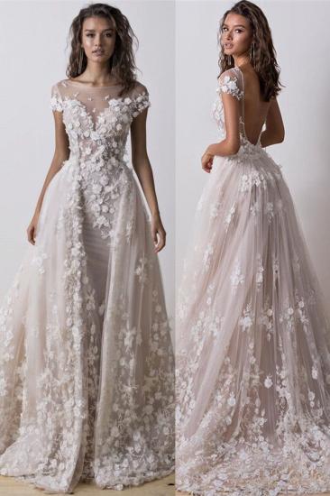 Short Sleeve Backless Lace A Line Popular Wedding Dresses Cheap Online
