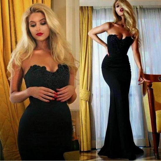 Mermaid Sexy Black Simple Evening Dresses 2022 Sweetheart Appliques Prom Dress_2