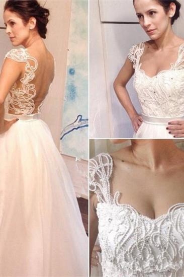 Bodenlanges Perlen-Träger-elegantes rückenfreies weißes A-Linien-Hochzeitskleid