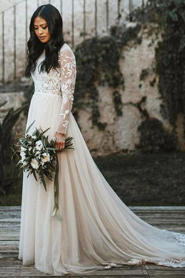 Stylish Long Sleeves Aline Wedding Dress Chiffon Bridal Gown Floor Length