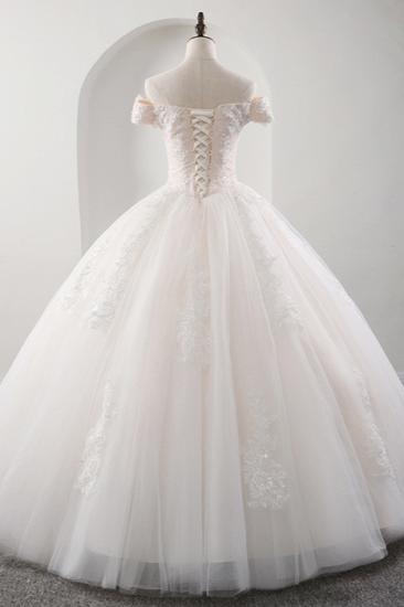 TsClothzone Gorgeous Off-the-shoulder Pink A-line Wedding Dresses Tulle Ruffles Bridal Gowns With Appliques Online_3