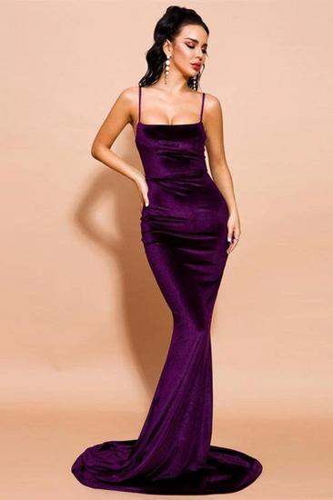 Elegant Spaghetti Straps Purple Prom Dress Long Mermaid_2