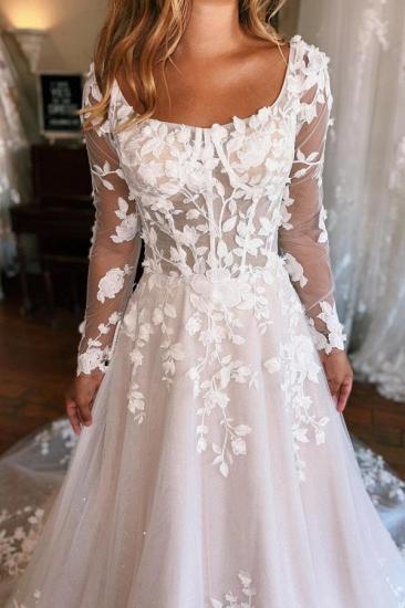 Wunderschöne Brautkleider A-Linie mit Ärmeln | Brautkleider aus Spitze_2