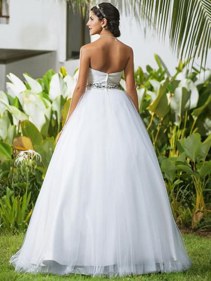 Gorgeous Ball Gown Wedding Dress Sweetheart Tulle Sleeveless Bridal Gowns Open Back On Sale_4