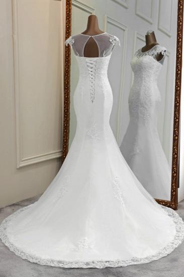 TsClothzone Elegant Jewel Ärmellose Meerjungfrau-Hochzeitskleider aus weißer Spitze mit Strassapplikationen_3