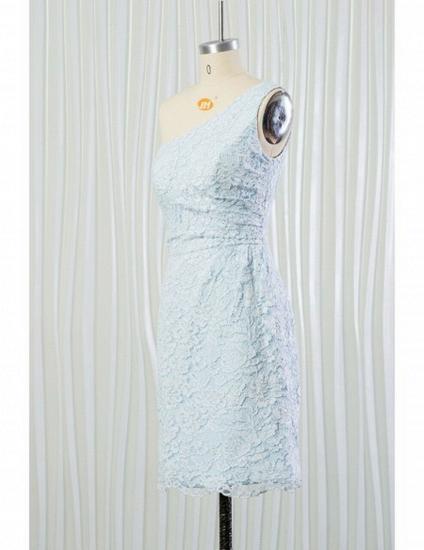 One Shoulder Light Blue Short Lace Bridesmaid Dress_2