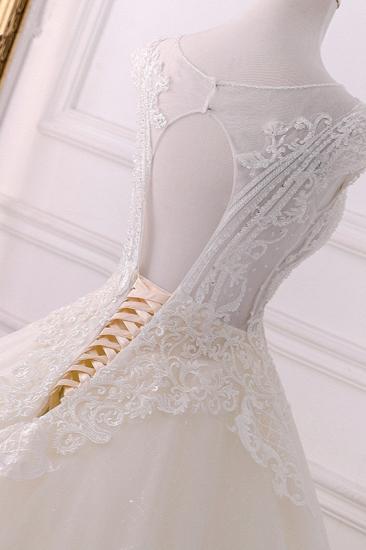 TsClothzone Wunderschönes Juwel Spitzenapplikationen Brautkleid Ärmellose Perlenstickerei Brautkleider mit Pailletten Online_5