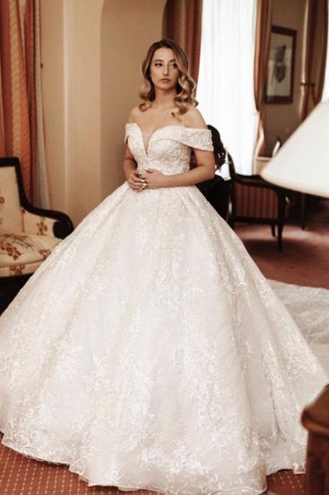 Stunning  White Floral Garden Bridal Gown with Cathedral Train