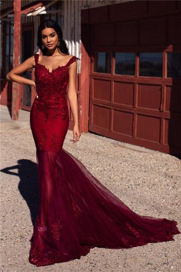 Elegante Abendkleider Rubinrot Lang | Schlichte Abendkleider A-Linie_4