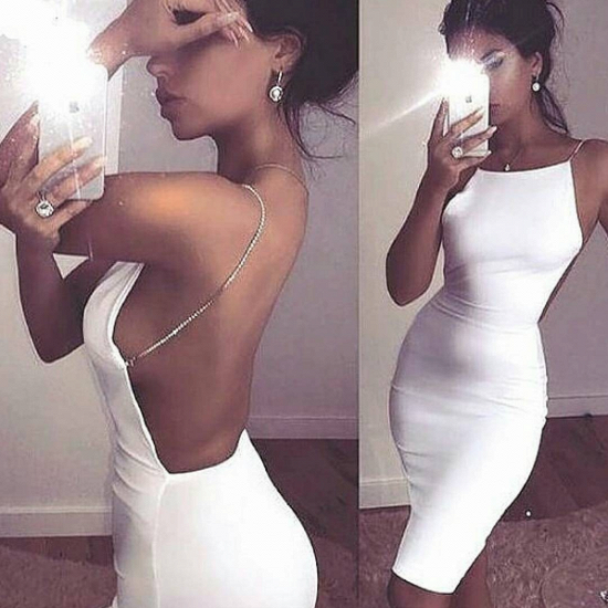Modern Spaghetti-Strap Short Homecoming Dresses Sleeveless White Backless Cocktail Dress_5