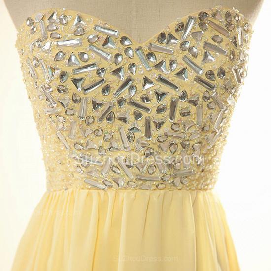 2022 New Arrival Sweetheart Yellow Long Prom Dress Rhinestones Chiffon Lace-Up Plus Size Gowns_3