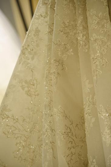 Gorgeous Short Sleeve Lace Tulle Princess Ivory Wedding Dress Online_7