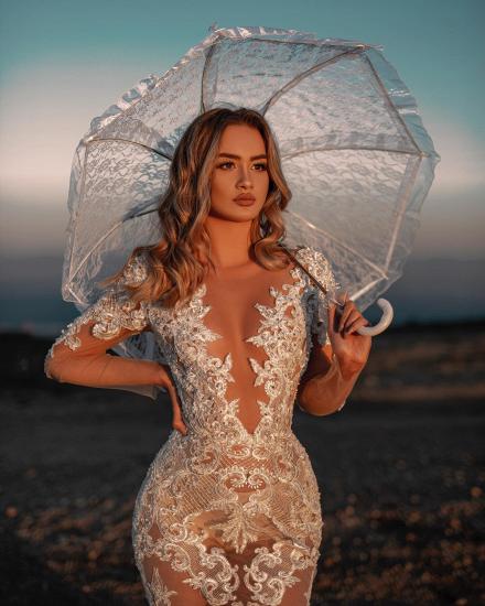 Sexy Mermaid Lace Long Sleeve Wedding Dress | Wedding dresses with sleeves_3