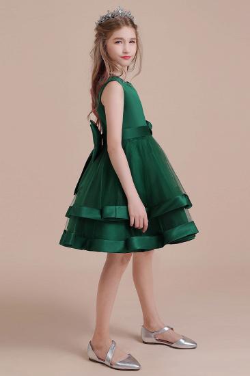 Spring Satin Layered Tulle Flower Girl Dress | Bow A-line Little Girls Pegeant Dress Online_6