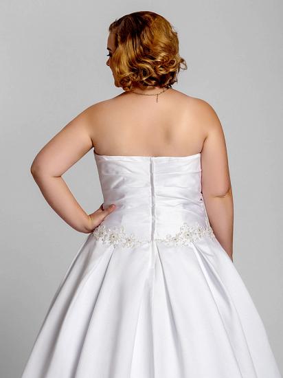 A-Line Wedding Dress Strapless Satin Strapless Bridal Gowns Romantic Illusion Detail Court Train_6