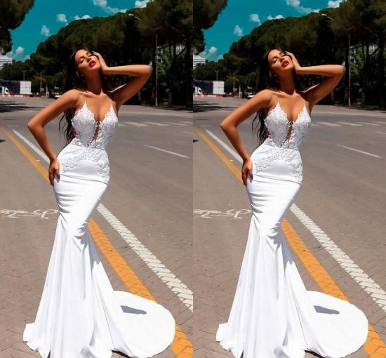 Mermaid Off-the-Shoulder V-Neck Long Wedding Dress_2