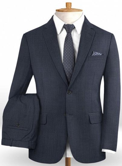 Steel blue notched lapel wool suit | two-piece suit_1