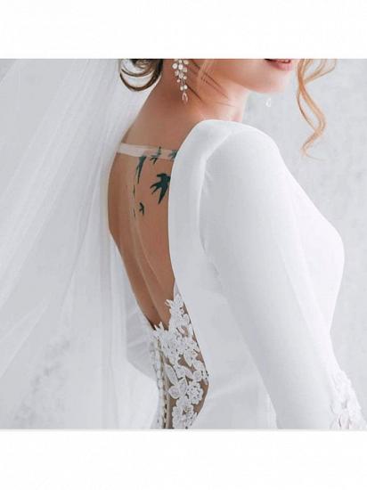 Meerjungfrau-Hochzeitskleid Jewel Tüll Polyester Langarm Brautkleider Formal Plus Size mit Sweep Train_2