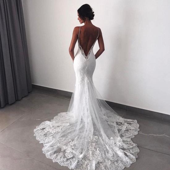 Backless Wedding Dresses Lace Mermaid | Sexy Spaghetti Straps Bride Dress_5