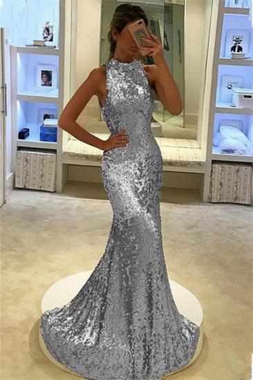 Glamorous Mermaid Sequined Prom Dresses 2022 Halter Sleeveless Evening Dress_3