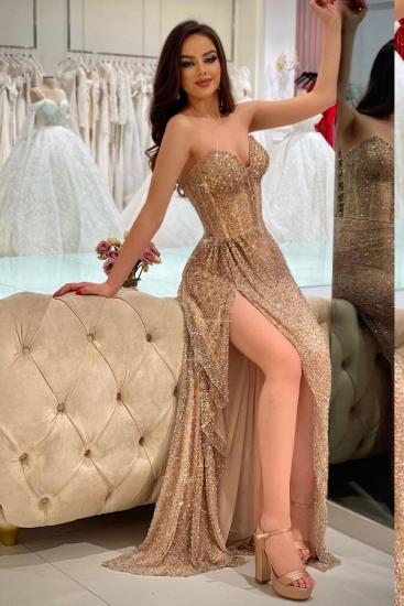 Gold Evening Dresses Long Glitter | Simple prom dresses cheap_2