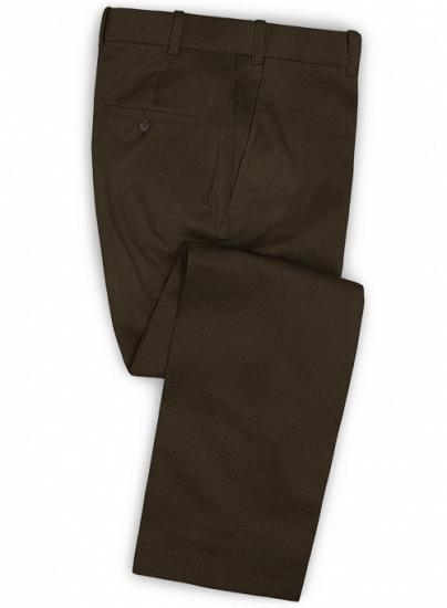 Zweiteiliger Anzug aus dunkelbrauner Baumwolle mit fallendem Revers_3