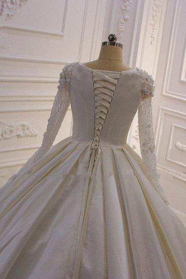 Ivory Long Sleeves Jewel Ruffles Flowers Bedaings Wedding dress_5